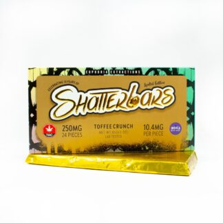 250mg Indica Toffee Crunch Shatter Bar by Euphoria Extractions GOLDEN TICKET INSIDE